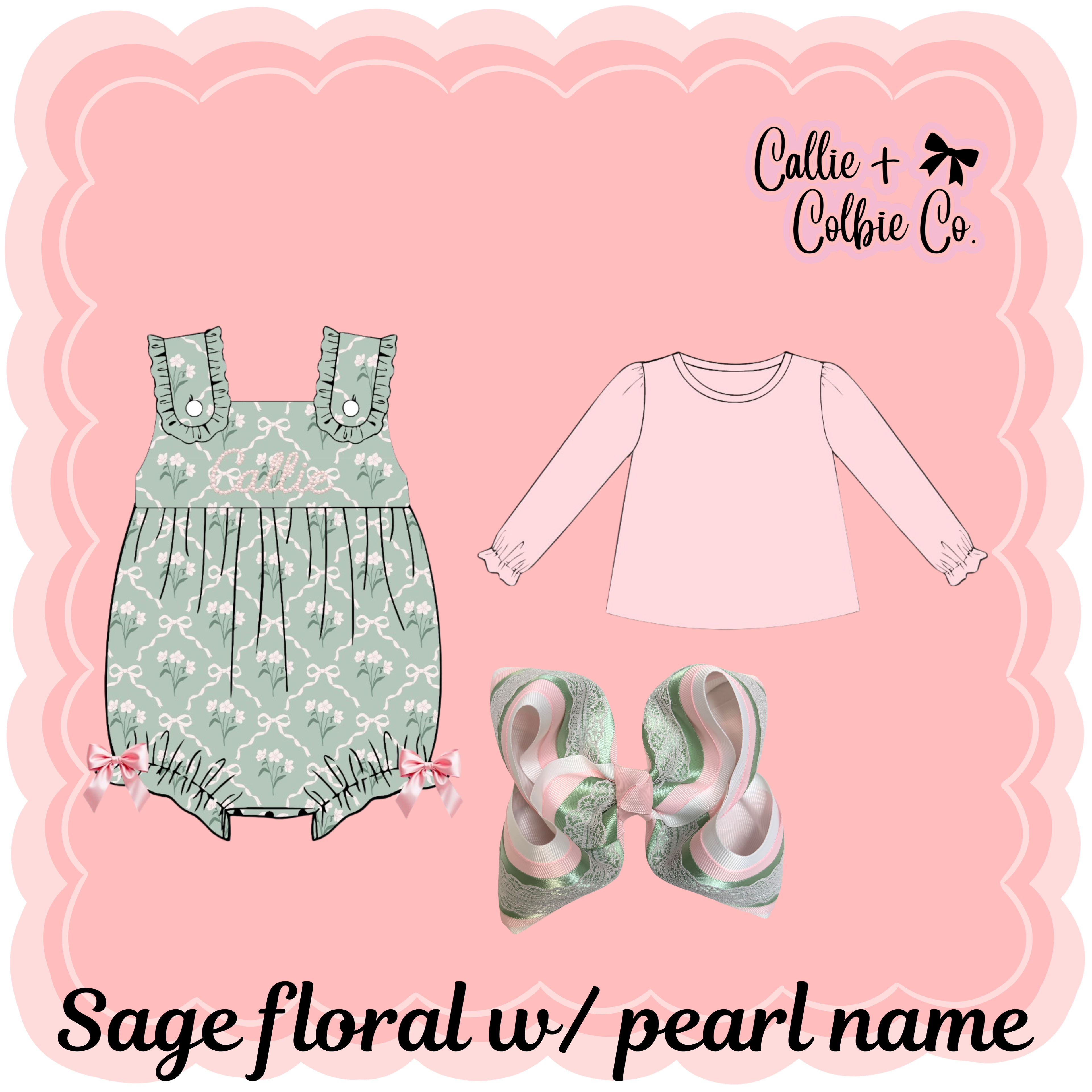 PO 3 Sage floral Pearl Name ETA September